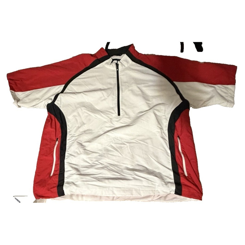 Footjoy Men's Size XXL Red White Black Golf Short Sleeve Pullover